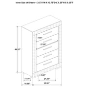 Ives 5-drawer Bedroom Chest of Drawers Grey High Gloss - 224975