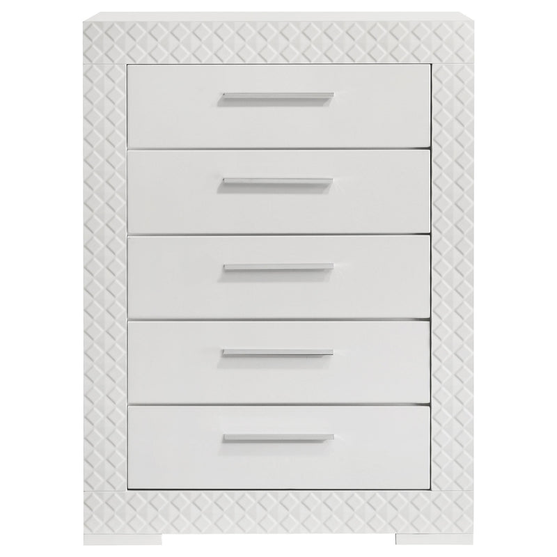 Ives 5-drawer Bedroom Chest of Drawers White High Gloss - 224945