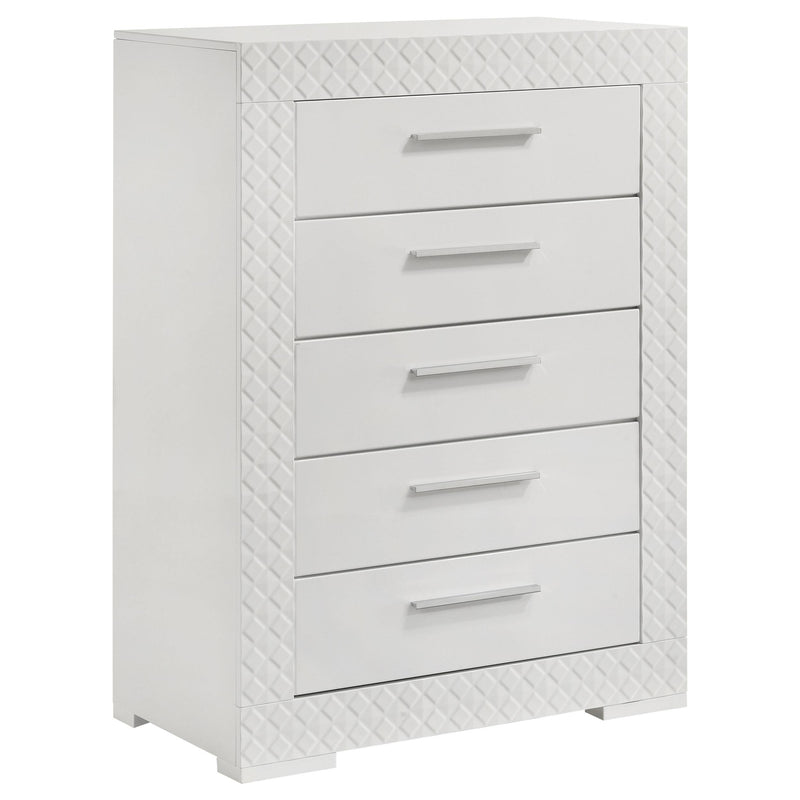 Ives 5-piece Eastern King Bedroom Set White High Gloss - 224941KE-S5