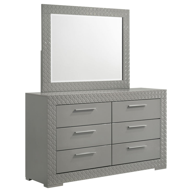 Ives 6-drawer Dresser and Mirror Grey High Gloss - 224973M