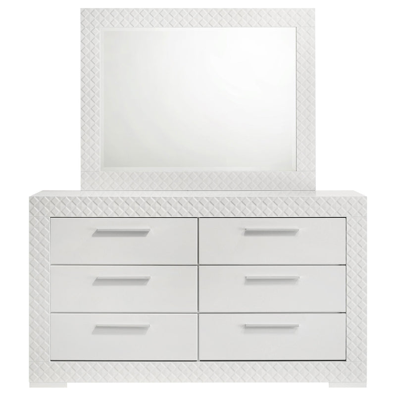 Ives 6-drawer Dresser and Mirror White High Gloss - 224943M