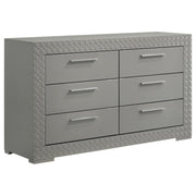 Ives 6-drawer Dresser Cabinet Grey High Gloss - 224973