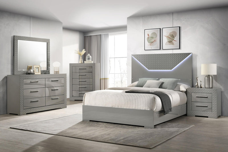 Ives 6-drawer Dresser Cabinet Grey High Gloss - 224973