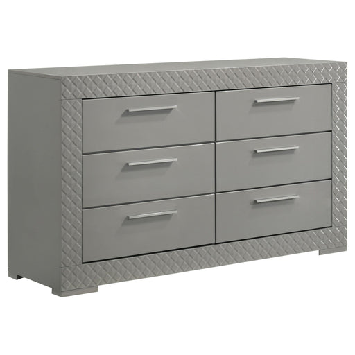 Ives 6-drawer Dresser Cabinet Grey High Gloss - 224973