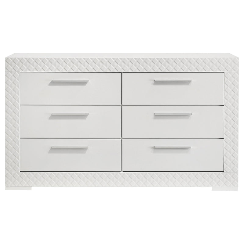 Ives 6-drawer Dresser Cabinet White High Gloss - 224943