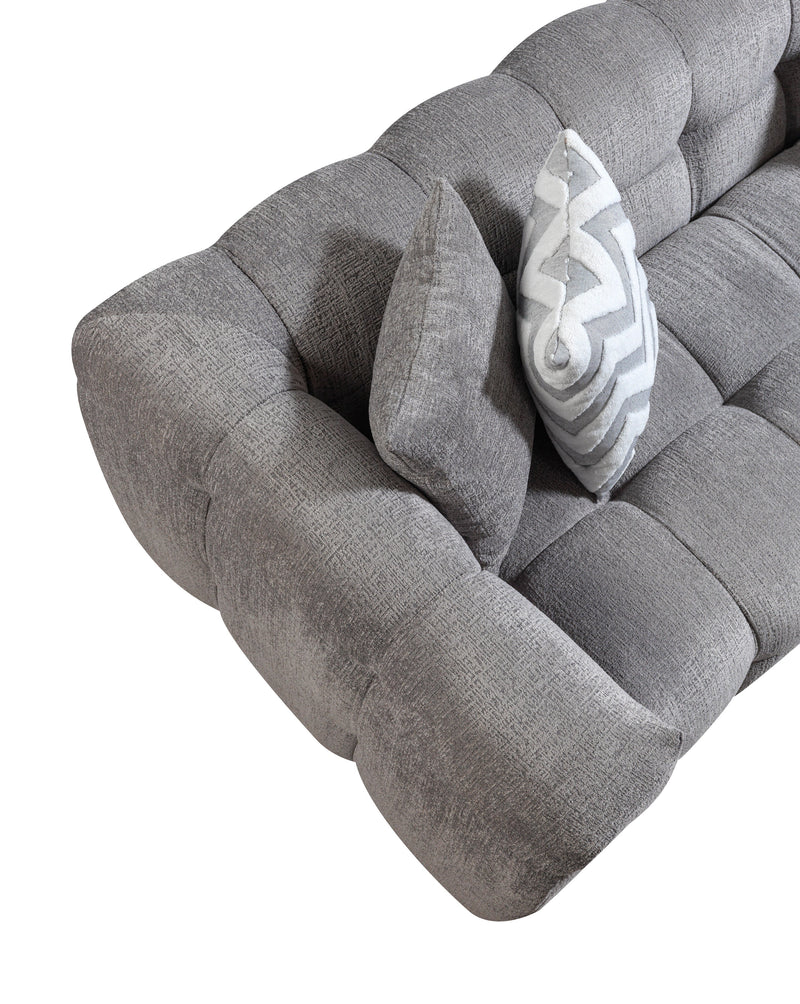 Ivy Gray Boucle RAF Sectional - Lara FurnitureSectional