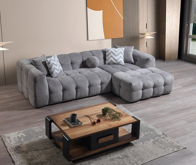 Ivy Gray Boucle RAF Sectional - Lara FurnitureSectional