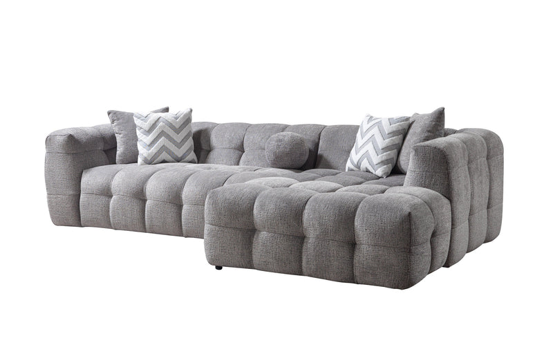 Ivy Gray Boucle RAF Sectional - Lara FurnitureSectional