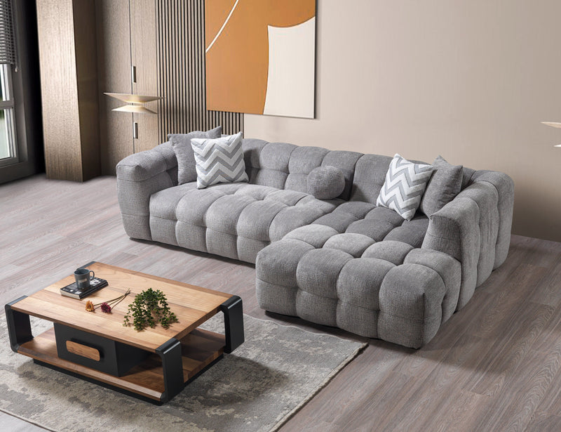 Ivy Gray Boucle RAF Sectional - Lara FurnitureSectional