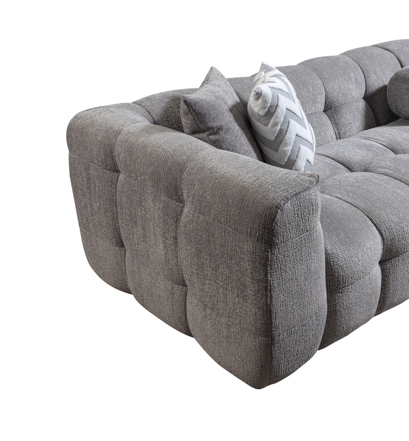 Ivy Gray Boucle RAF Sectional - Lara FurnitureSectional