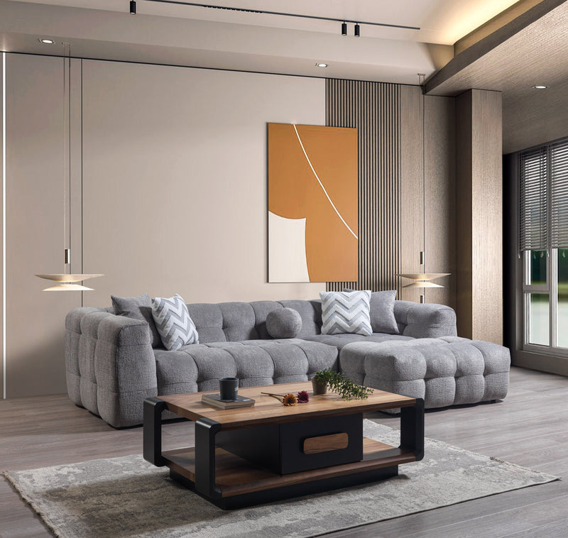Ivy Gray Boucle RAF Sectional - Lara FurnitureSectional