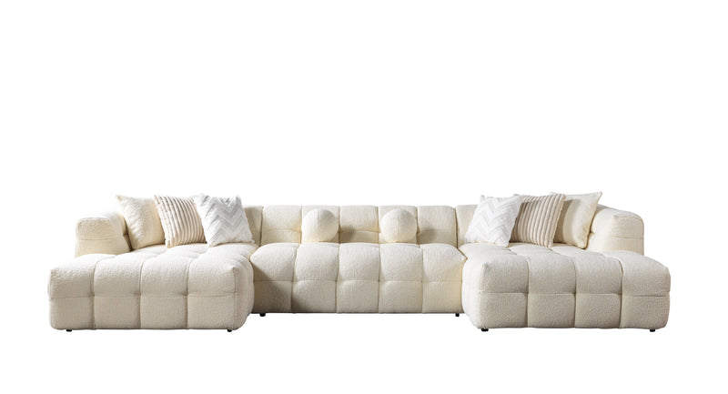Ivy Ivory Boucle Double Chaise 146" Sectional - IVYIVR-USEC
