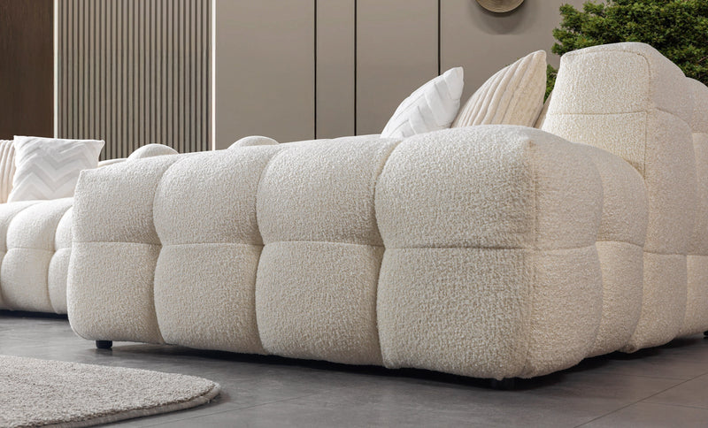 Ivy Ivory Boucle Double Chaise 146" Sectional - IVYIVR-USEC