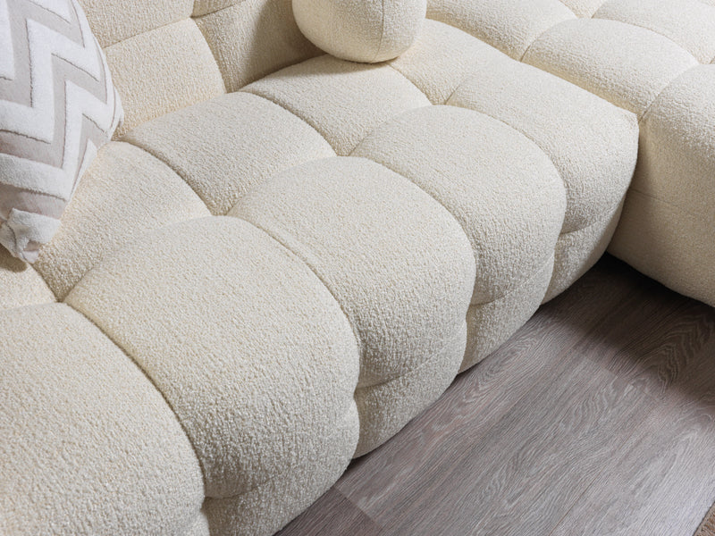 Ivy Ivory Boucle RAF Sectional - Lara FurnitureSectional