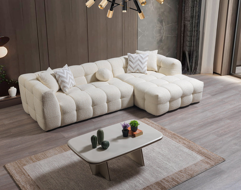 Ivy Ivory Boucle RAF Sectional - Lara FurnitureSectional