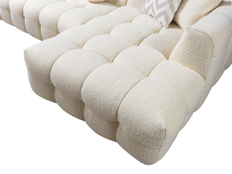 Ivy Ivory Boucle RAF Sectional - Lara FurnitureSectional