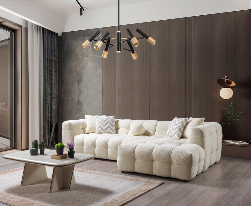 Ivy Ivory Boucle RAF Sectional - Lara FurnitureSectional