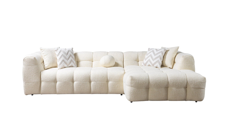 Ivy Ivory Boucle RAF Sectional - Lara FurnitureSectional