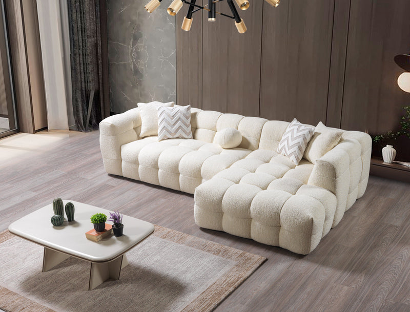 Ivy Ivory Boucle RAF Sectional - Lara FurnitureSectional