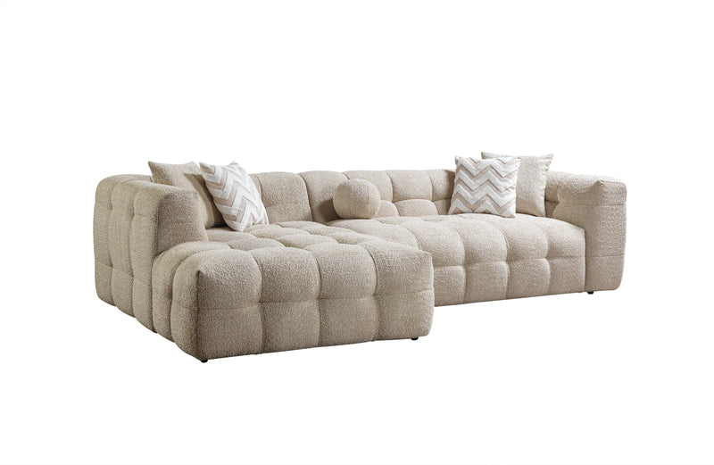 Ivy Sand Boucle LAF 110" Sectional - Lara FurnitureSectional