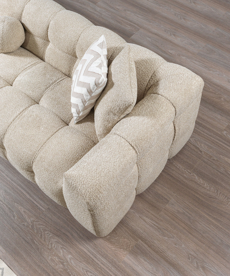 Ivy Sand Boucle LAF 110" Sectional - Lara FurnitureSectional