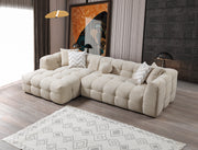 Ivy Sand Boucle LAF 110" Sectional - Lara FurnitureSectional