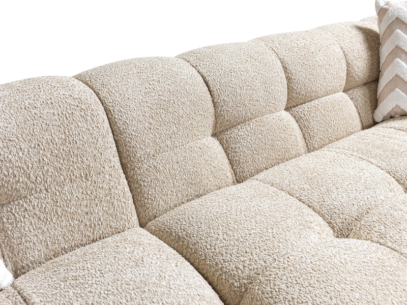 Ivy Sand Boucle LAF 110" Sectional - Lara FurnitureSectional