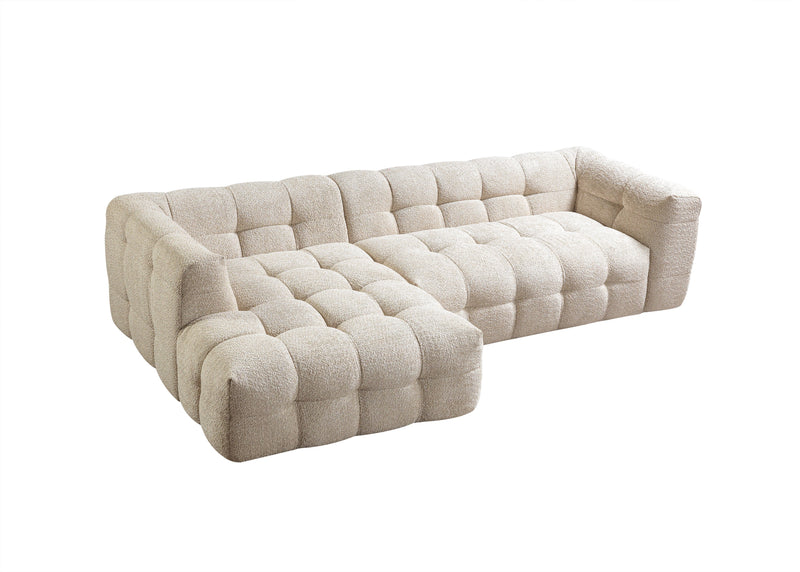 Ivy Sand Boucle LAF 110" Sectional - Lara FurnitureSectional