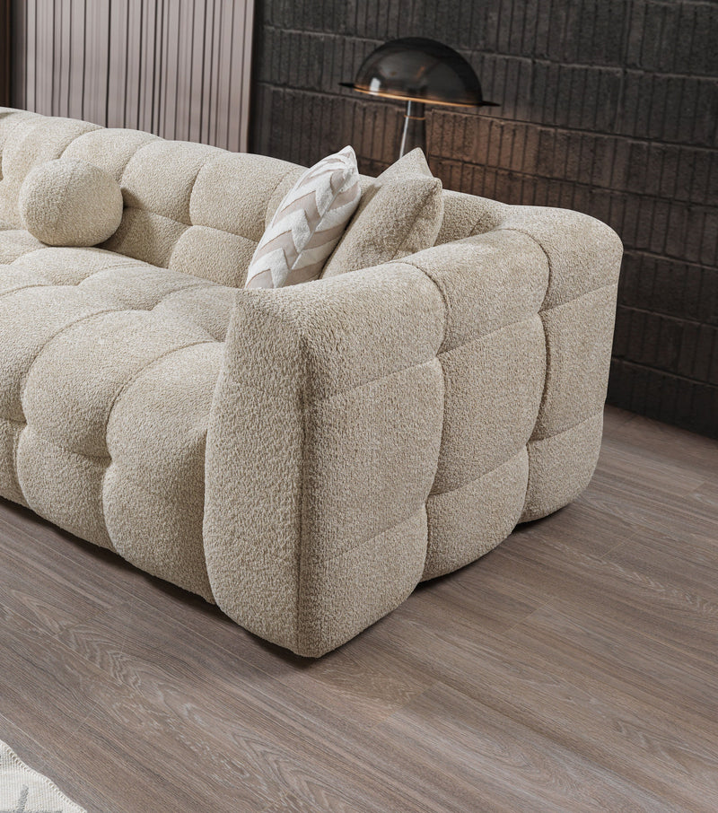 Ivy Sand Boucle LAF 110" Sectional - Lara FurnitureSectional