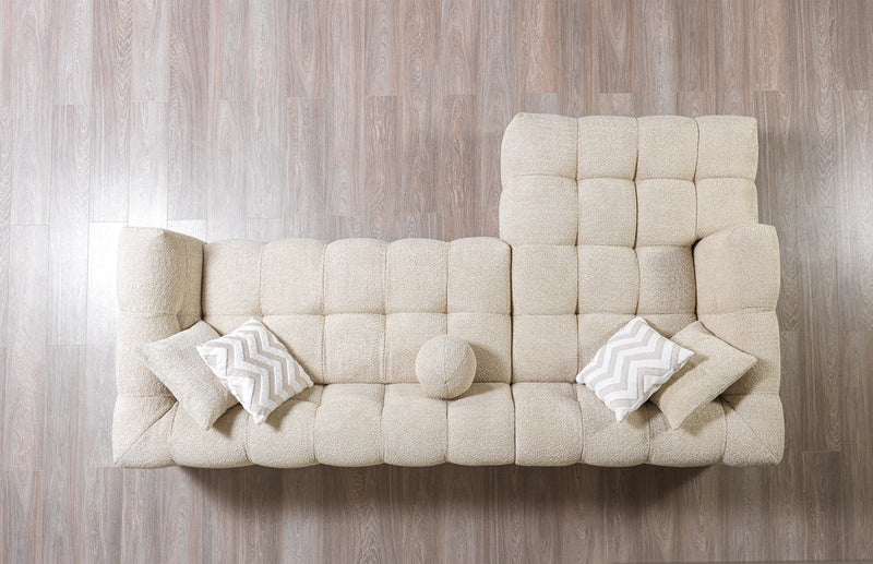 Ivy Sand Boucle LAF 110" Sectional - Lara FurnitureSectional
