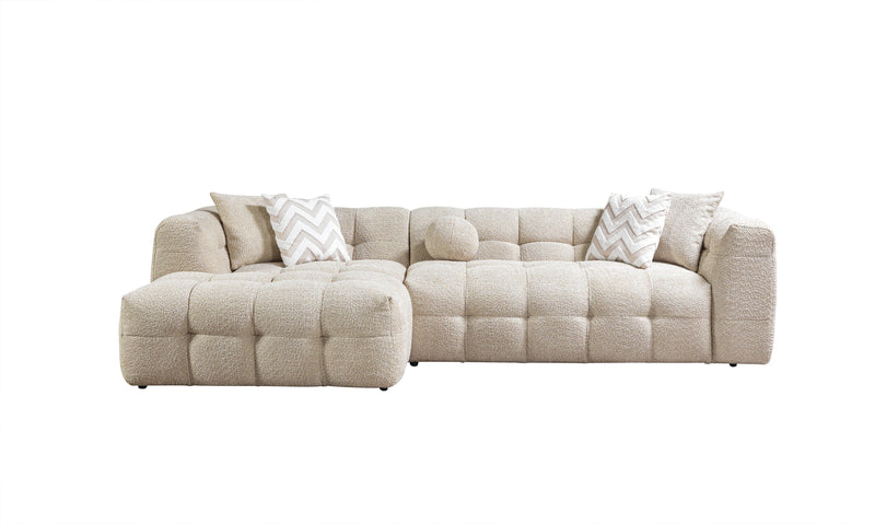 Ivy Sand Boucle LAF 110" Sectional - Lara FurnitureSectional