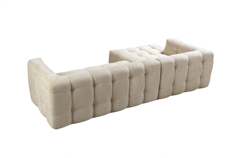 Ivy Sand Boucle LAF 110" Sectional - Lara FurnitureSectional