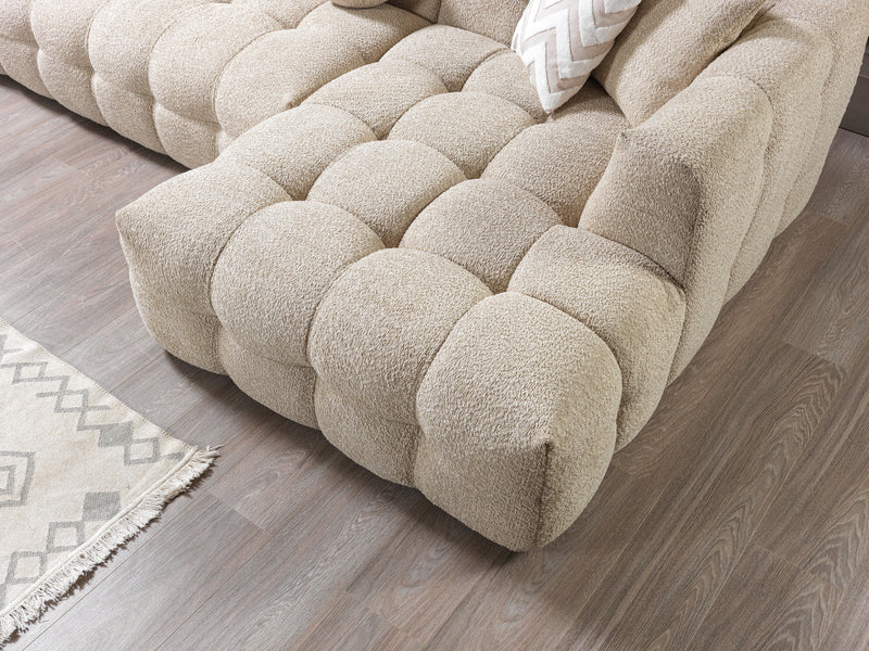 Ivy Sand Boucle RAF 110" Sectional - Lara FurnitureSectional