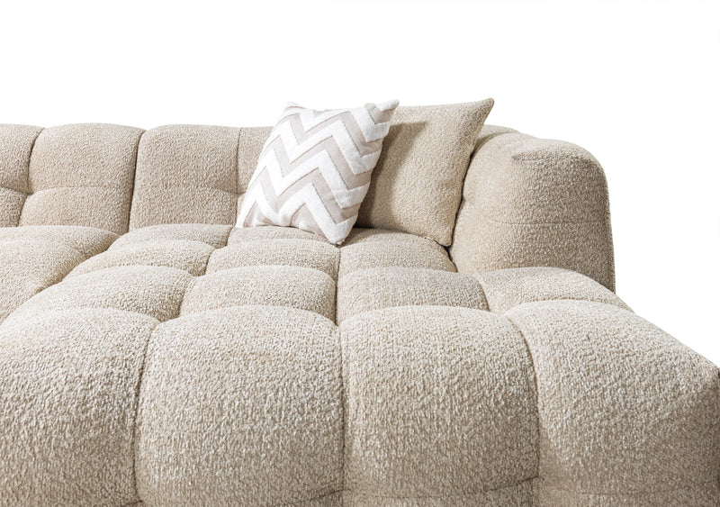 Ivy Sand Boucle RAF 110" Sectional - Lara FurnitureSectional