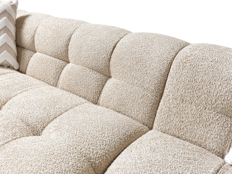 Ivy Sand Boucle RAF 110" Sectional - Lara FurnitureSectional
