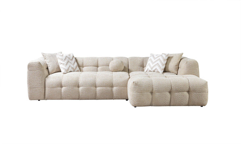 Ivy Sand Boucle RAF 110" Sectional - Lara FurnitureSectional
