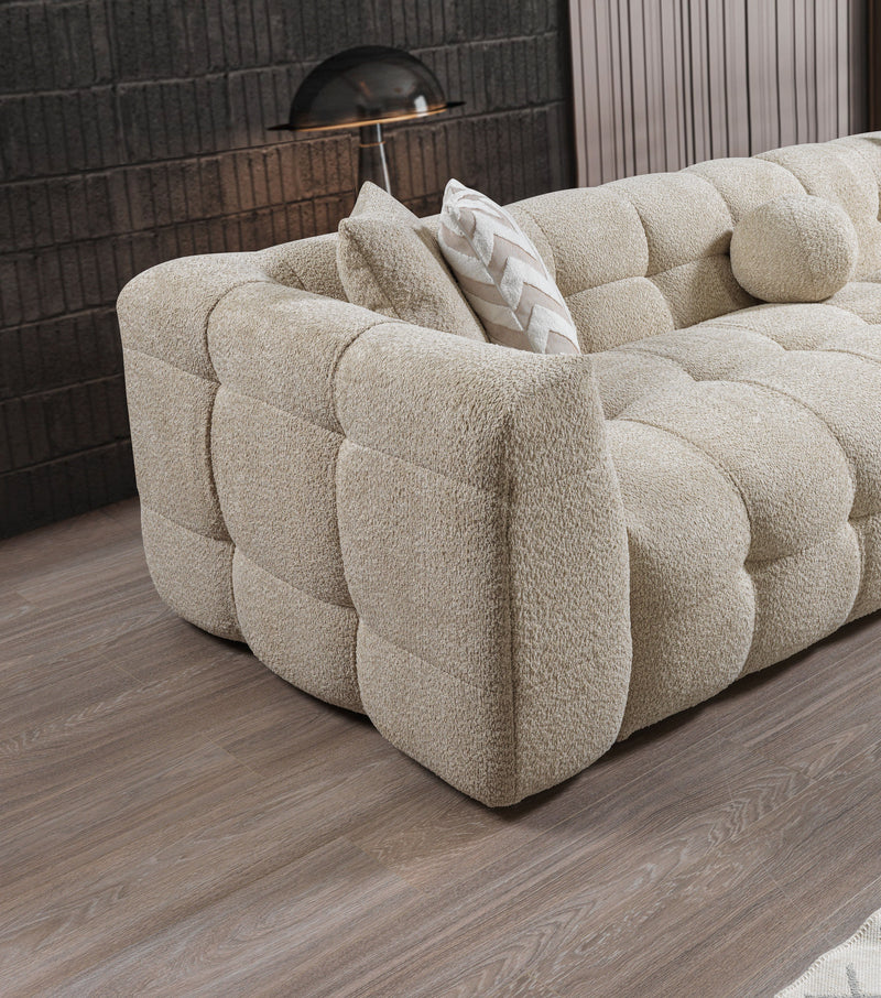 Ivy Sand Boucle RAF 110" Sectional - Lara FurnitureSectional