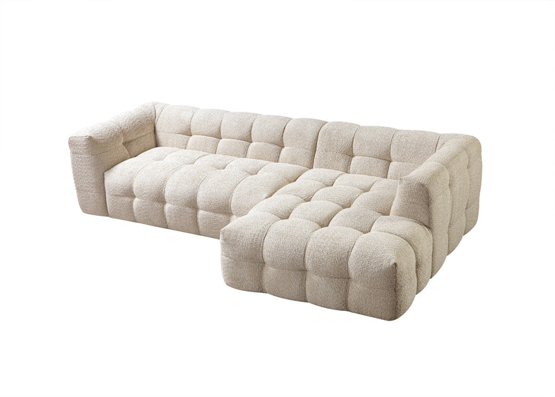 Ivy Sand Boucle RAF 110" Sectional - Lara FurnitureSectional