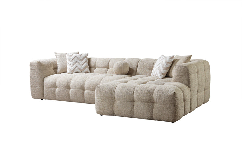 Ivy Sand Boucle RAF 110" Sectional - Lara FurnitureSectional