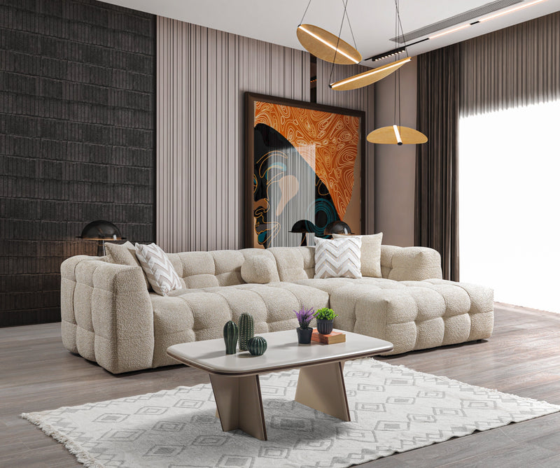 Ivy Sand Boucle RAF 110" Sectional - Lara FurnitureSectional