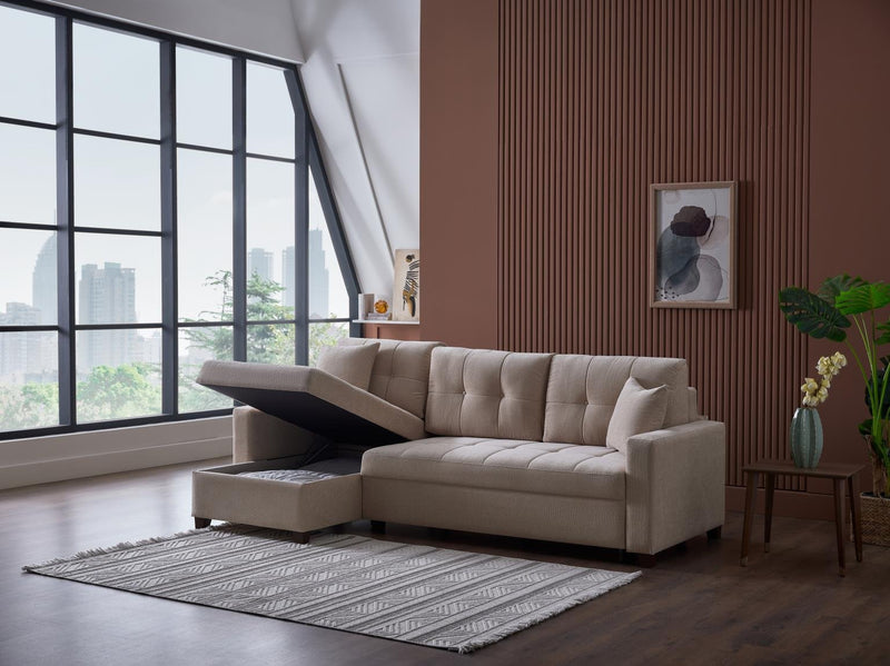 Ivy Sectional (Koopsi Basic Beige) 3 Pieces - Lara FurnitureSleeper Sectional