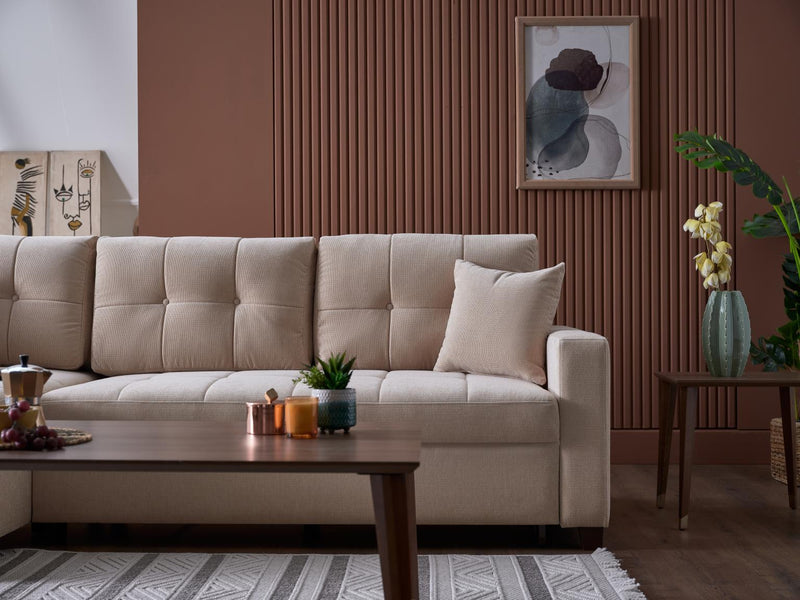 Ivy Sectional (Koopsi Basic Beige) 3 Pieces - Lara FurnitureSleeper Sectional