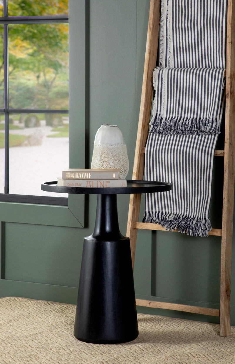 Ixia Round Solid Mango Wood Accent Side Table Black Stain - 915109