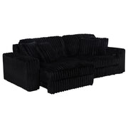 Jacana Corduroy Upholstered Dual Power Chaise Sofa Black - 600537P