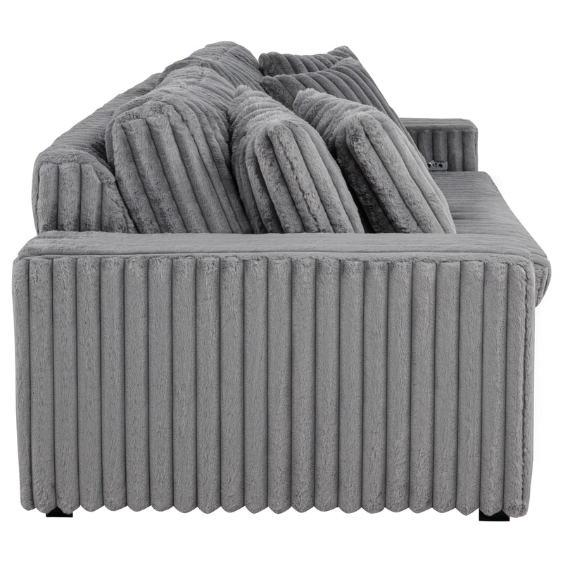Jacana Corduroy Upholstered Dual Power Chaise Sofa Grey - 600536P