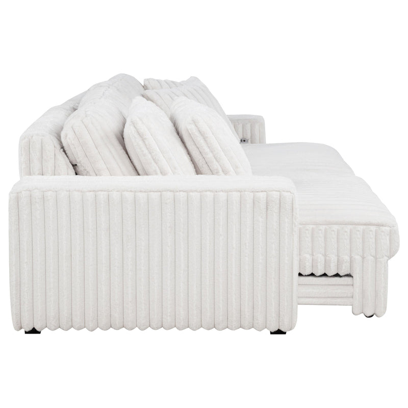 Jacana Corduroy Upholstered Dual Power Chaise Sofa Ivory - 600535P