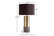 Jacek Gray/Brass Finish Table Lamp (Set of 2) - Lara FurnitureTable Lamp Pair
