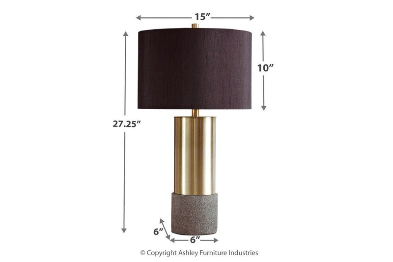 Jacek Gray/Brass Finish Table Lamp (Set of 2) - Lara FurnitureTable Lamp Pair
