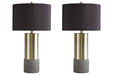 Jacek Gray/Brass Finish Table Lamp (Set of 2) - Gate FurnitureTable Lamp Pair