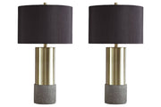 Jacek Gray/Brass Finish Table Lamp (Set of 2) - Lara FurnitureTable Lamp Pair